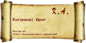 Korponai Apor névjegykártya
